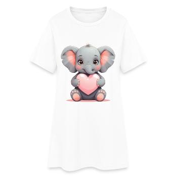 Magie du Cœur de Petit Éléphant - Robe T-shirt Femme - blanc - Devant