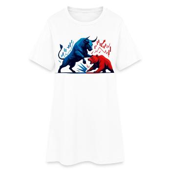 Bull contre Bear Boursiers Actions de Wall Street Fight - Robe T-shirt Femme - blanc - Devant