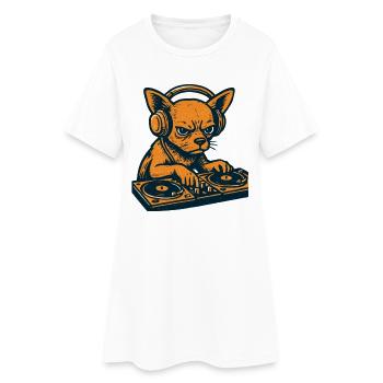 Cadeau des casques pour platines rétro du DJ Chihuahua - Robe T-shirt Femme - blanc - Devant