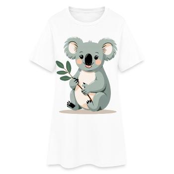 Petit koala avec une branche de feuille - Robe T-shirt Femme - blanc - Devant