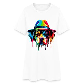 Dog  - Frauen T-Shirt-Kleid - Weiß - Vorne