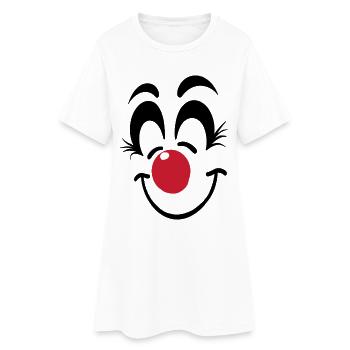 Fröhliches Clown Gesicht Karneval Fasnet Fasching - Frauen T-Shirt-Kleid - Weiß - Vorne