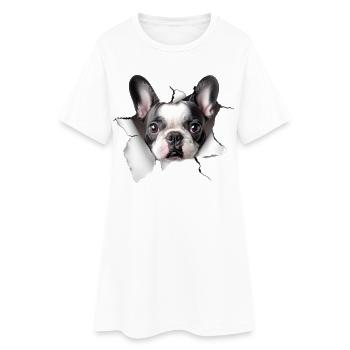 Bouledogue français - Robe T-shirt Femme - blanc - Devant