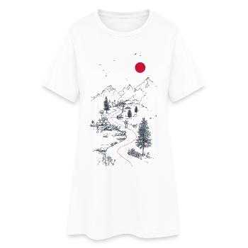 Roter Pfad durch Berglandschaft - Frauen T-Shirt-Kleid - Weiß - Vorne