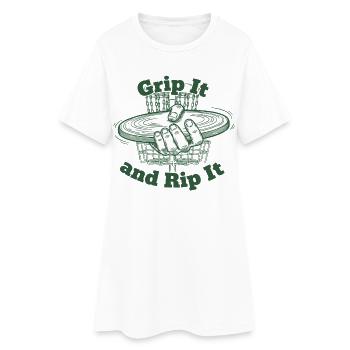 Grip It And Rip It Disc Golf Flying Disc - Women’s T-Shirt Dress - white - Front