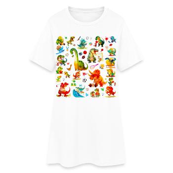 Motif de dinosaures sportifs mignons, championnat de dinosaures - Robe T-shirt Femme - blanc - Devant