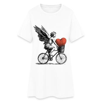Ange du cœur à vélo - Robe T-shirt Femme - blanc - Devant