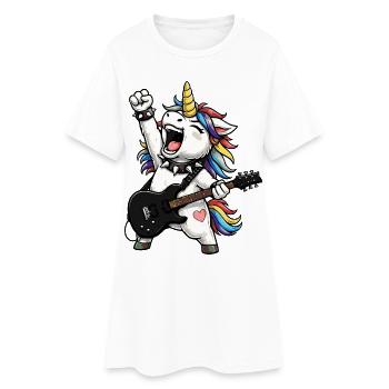 Rainbow Unicorn Rocker - Women’s T-Shirt Dress - white - Front
