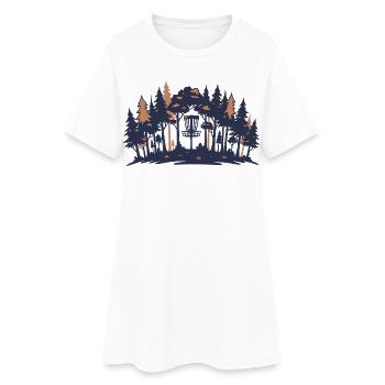 Scène de disc golf Silhouette du panier forestier - Robe T-shirt Femme - blanc - Devant
