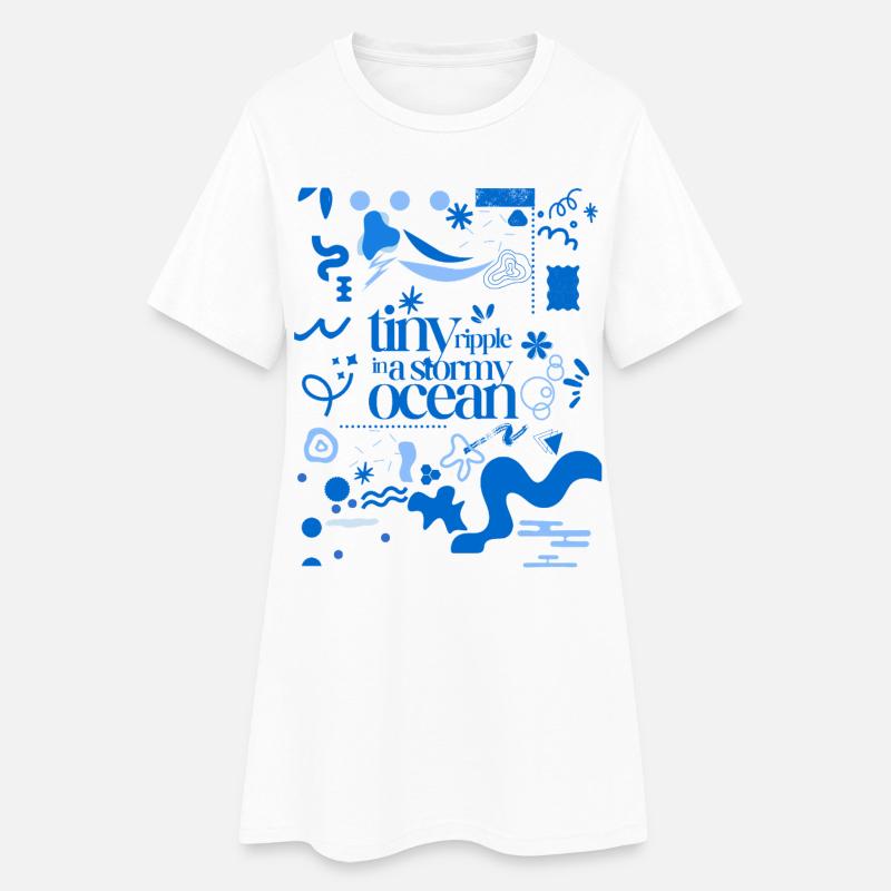 Tiny ripple in a stormy ocean (busy pattern) - Women’s T-Shirt Dress - white