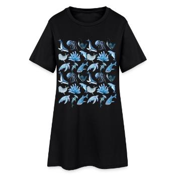 Ocean animals (big) - Frauen T-Shirt-Kleid - Schwarz - Vorne
