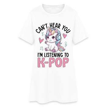 Je ne t’entends pas en écoutant de la K-Pop - Robe T-shirt Femme - blanc - Devant
