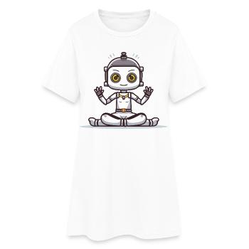 Petit robot en position de lotus - Robe T-shirt Femme - blanc - Devant