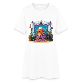 Oktopus Influencer auf Bühne - Frauen T-Shirt-Kleid - Weiß - Vorne