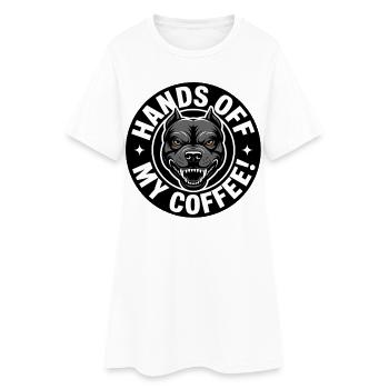 Funny Coffee Shirt with Angry Dog - Women’s T-Shirt Dress - white - Front