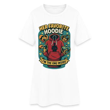 Her Favorite Hoodie, Valentine's Day Gift - Women’s T-Shirt Dress - white - Front