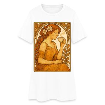 Cadeau de chemise café vintage Pin-Up Art nouveau - Robe T-shirt Femme - blanc - Devant