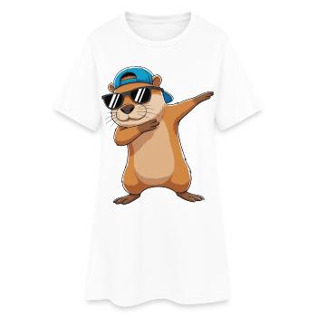 Dessin animé de lunettes de soleil Otter Cool Dabbing - Robe T-shirt Femme - blanc - Devant