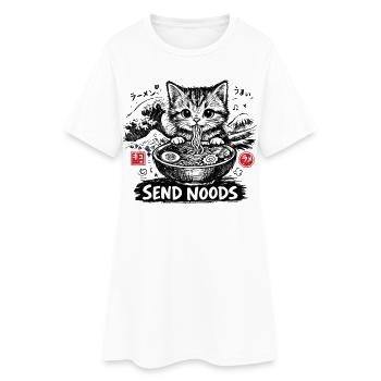 Ramen Katze Kanagawa - Frauen T-Shirt-Kleid - Weiß - Vorne