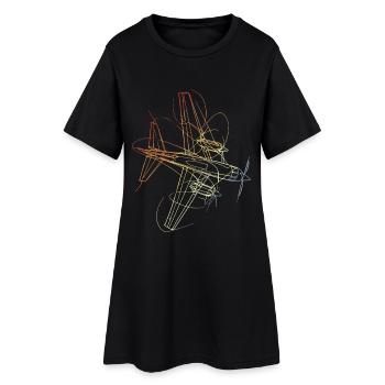 Dessin rétro d’avion - Robe T-shirt Femme - noir - Devant