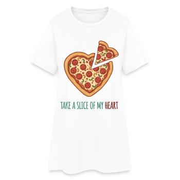 Prends une part de mon cœur – Pizza Herz Design - Robe T-shirt Femme - blanc - Devant