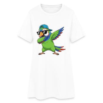 Dessin animé de lunettes de soleil perroquet à faire du dabing cool - Robe T-shirt Femme - blanc - Devant
