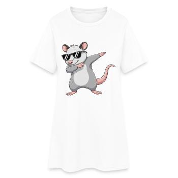 Dessin animé de lunettes de soleil d’opossum à tapoter cool - Robe T-shirt Femme - blanc - Devant