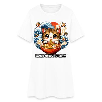 Ramen Noodles Cat Lover Retro Kawaii Cats - Women’s T-Shirt Dress - white - Front
