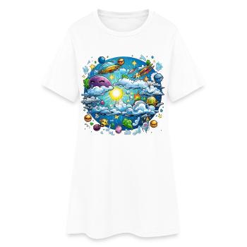 Monde Fantastique du Cosmos des Nuages - Robe T-shirt Femme - blanc - Devant