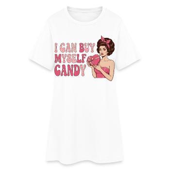 Je peux m’acheter des bonbons – design pop-art rétro - Robe T-shirt Femme - blanc - Devant