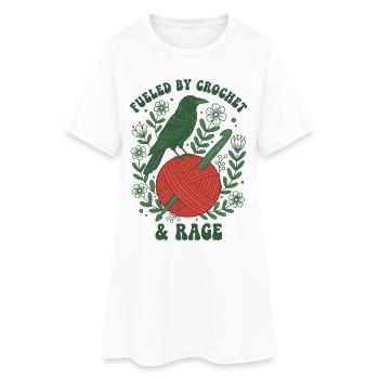 Angetrieben von Häkeln und Wut Lustiger Häkelliebhaber - Frauen T-Shirt-Kleid - Weiß - Vorne