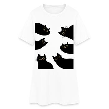 Chats Amoureux des chats Chat noir - Robe T-shirt Femme - blanc - Devant