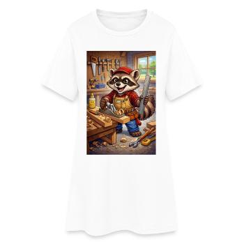 Raccoon Wood Craftsman - Women’s T-Shirt Dress - white - Front