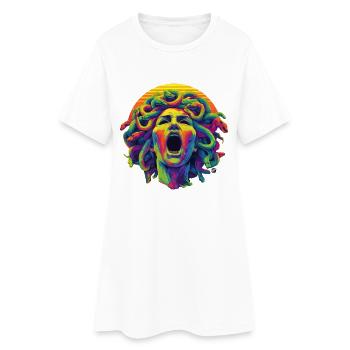 Méduse néon : Tête de Ruée Colorée - Robe T-shirt Femme - blanc - Devant