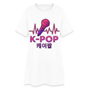 K Pop Coréen - Robe T-shirt Femme - blanc - Devant