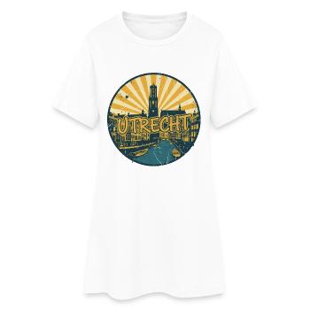 Emblème rétro vintage Utrecht City Skyline - Robe T-shirt Femme - blanc - Devant