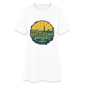 Emblème rétro vintage de la skyline de la ville d’Amsterdam - Robe T-shirt Femme - blanc - Devant