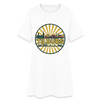 Tilburg City Skyline Retro Sonnenuntergangsabzeichen - Frauen T-Shirt-Kleid - Weiß - Vorne