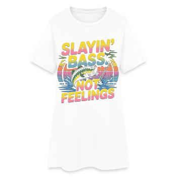 Skillin Bass Not Feelings Chestny Bass Pêcheur - Robe T-shirt Femme - blanc - Devant