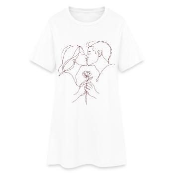 Je t’aime - Saint-Valentin | Ligne de baiser avec rose - Robe T-shirt Femme - blanc - Devant