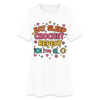 Eat Sleep Crochet Repeat Funny Crochet Lover - Women’s T-Shirt Dress - white - Front