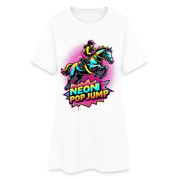 Saut Pop Néon – Cheval de saut à cheval d’équitation - Robe T-shirt Femme - blanc - Devant