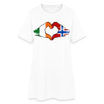 Mains du drapeau de l’Irlande et de la Norvège en forme de cœur utilisées - Robe T-shirt Femme - blanc - Devant