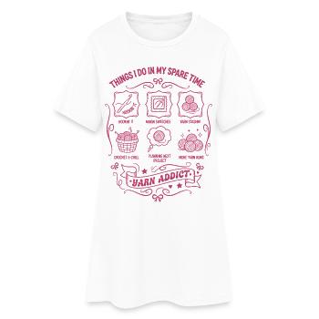 Choses que je fais pendant mon temps libre Accro aux fils drôles - Robe T-shirt Femme - blanc - Devant