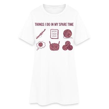 Choses que je fais pendant mon temps libre Amant drôle du crochet - Robe T-shirt Femme - blanc - Devant