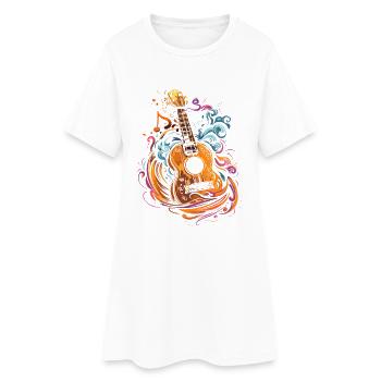 Ukulele - Frauen T-Shirt-Kleid - Weiß - Vorne