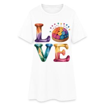 Geometrische Liebesbouquet - Frauen T-Shirt-Kleid - Weiß - Vorne