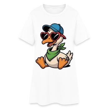 Canard joyeux avec des lunettes en forme de cœur - Robe T-shirt Femme - blanc - Devant