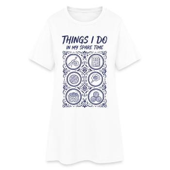 Choses que je fais pendant mon temps libre Amant drôle du crochet - Robe T-shirt Femme - blanc - Devant