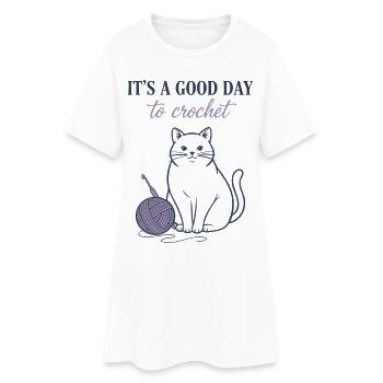 C’est un bon jour pour crocheter des amateurs de laine pour chats drôles - Robe T-shirt Femme - blanc - Devant
